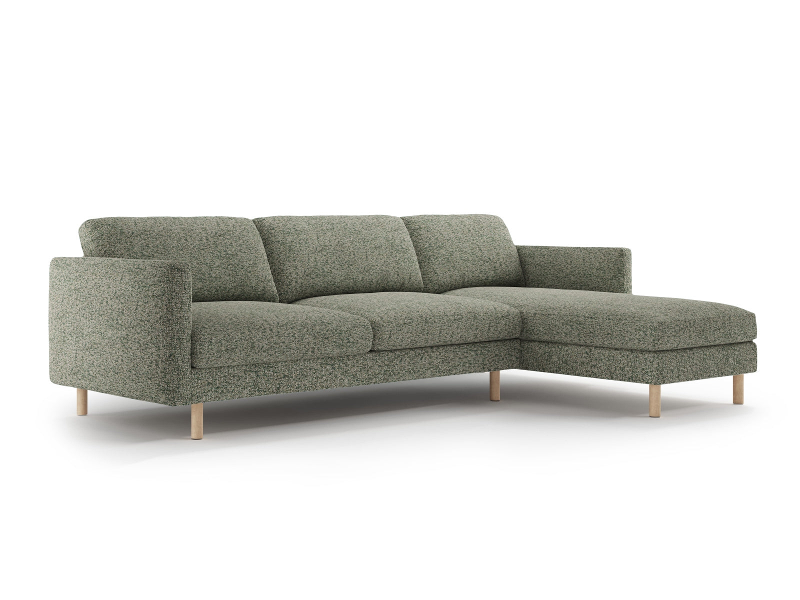 Elegantes Eden Ecksofa rechts, 4-Sitzer in stilvollem Moss Green Melange, ideal für moderne Wohnräume.