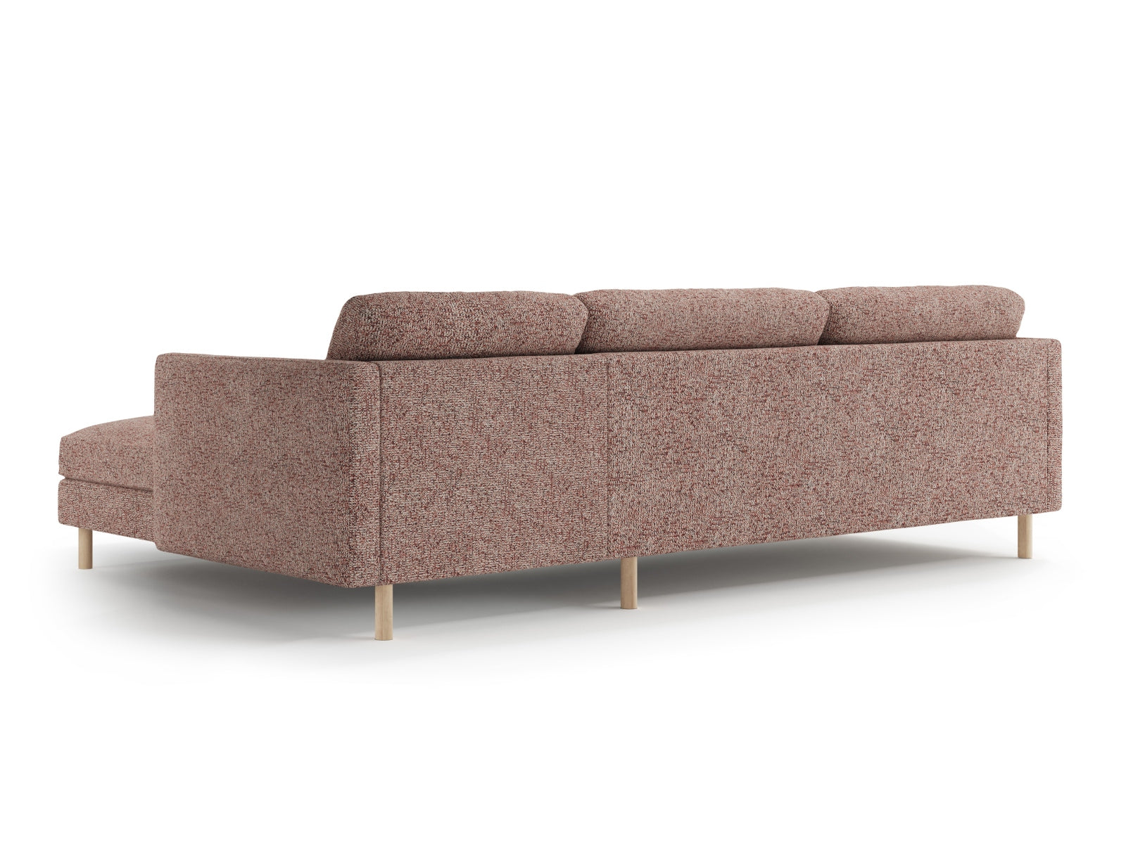 Elegantes Eden Ecksofa rechts, 4-Sitzer in sanftem Pink Melange, perfekt für stilvolle und einladende Wohnbereiche.