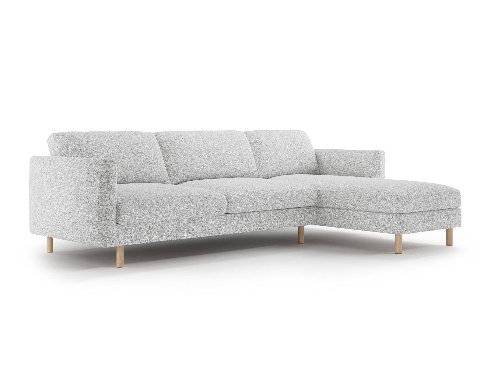 Stylisches Eden Ecksofa rechts, 4-Sitzer in hellem Grau, ideal für moderne Wohnräume, präsentiert von Micadoni.