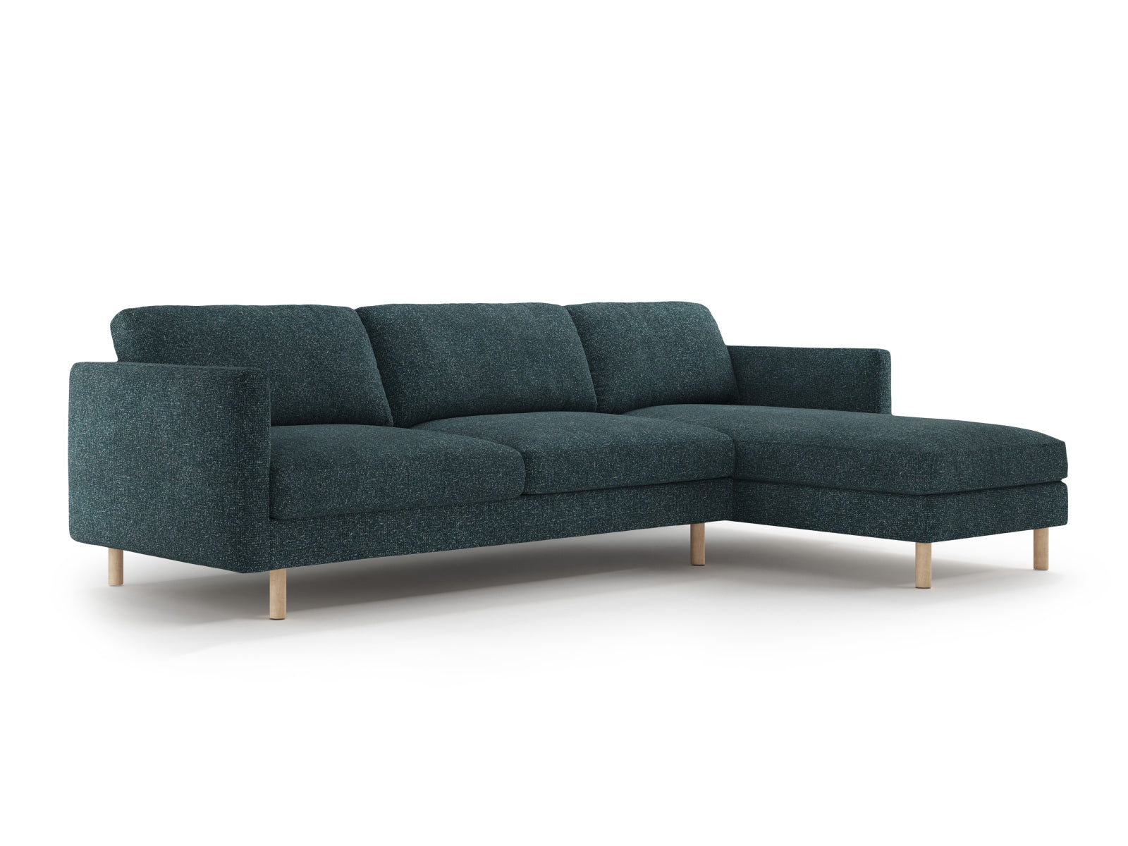 Elegantes Eden Ecksofa rechts im modernen Design, 4-Sitzer in stilvollem Green Blue Melange, ideal für jedes Wohnzimmer.