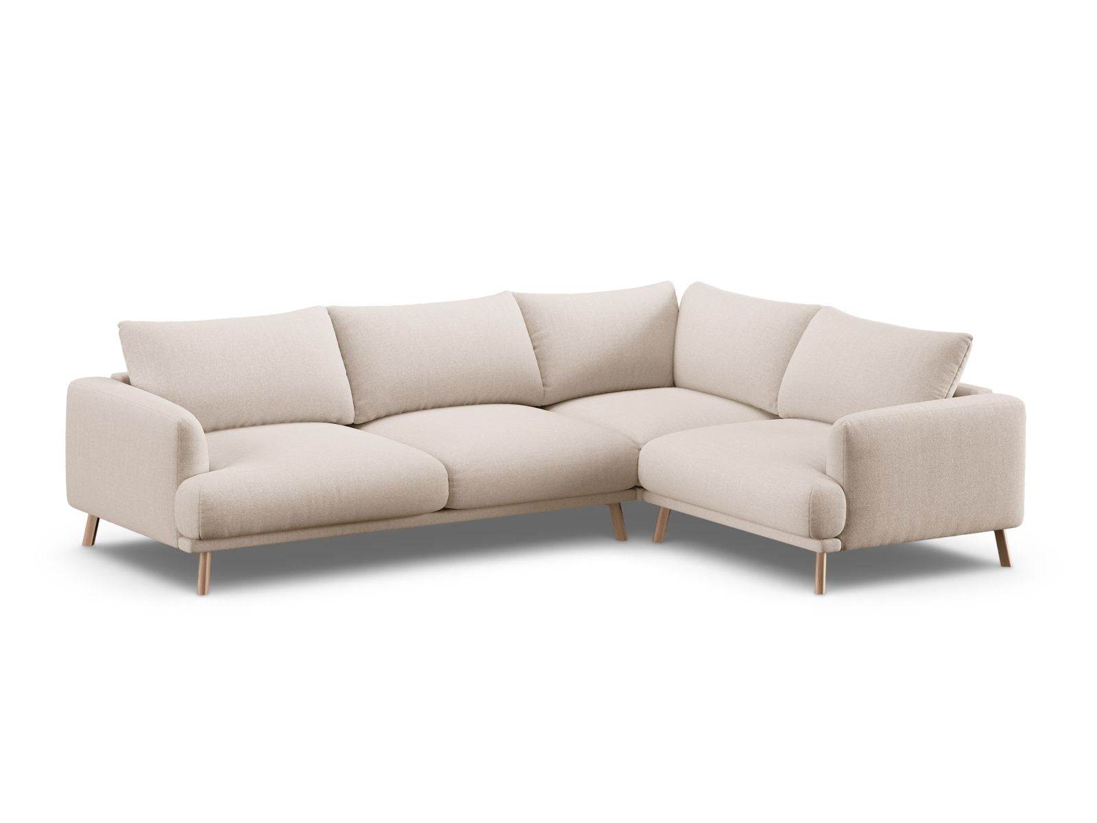 Beige 4-Sitzer Ecksofa Naomi von Micadoni, stilvolles Design mit komfortabler Polsterung, ideal für moderne Wohnräume.