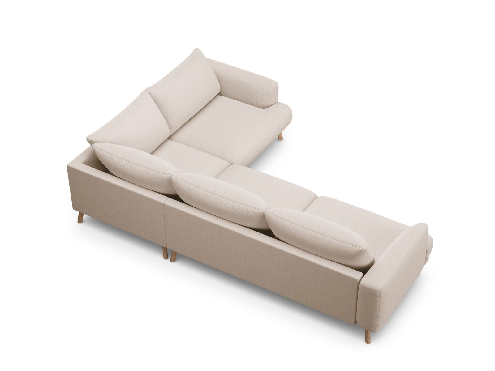 Modernes 4-Sitzer Ecksofa Naomi von Micadoni in sanftem Beige, ideal für entspannte Stunden und geschmackvolle Wohnräume.
