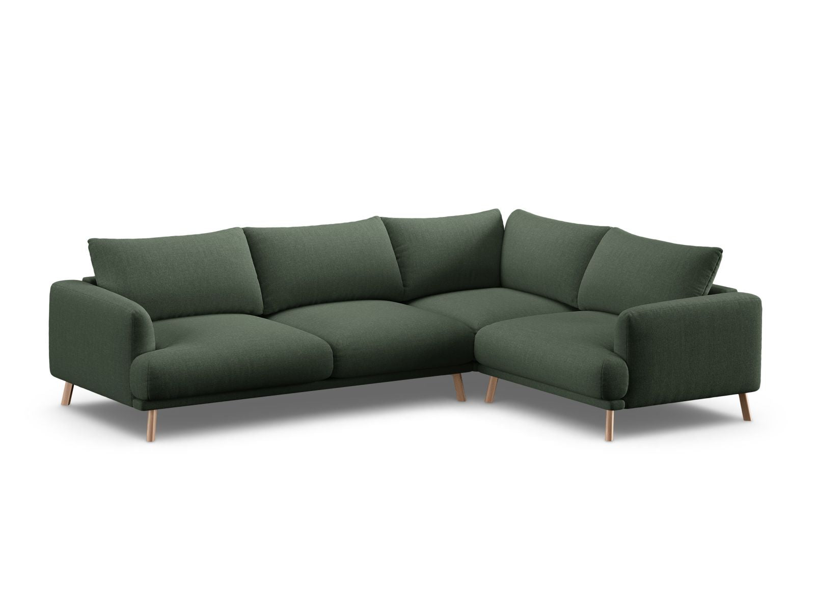 Elegantes 4-Sitzer Ecksofa rechts Naomi in einem stilvollen Moss Green-Liberty, ideal für moderne Wohnräume.