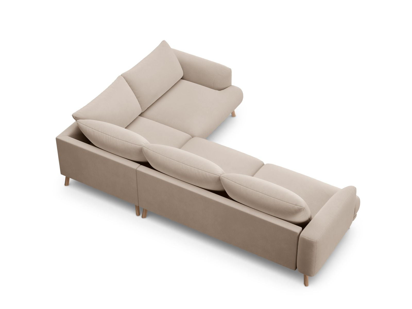 Beige 4-Sitzer Ecksofa Naomi von Micadoni, ideal für gemütliche Zusammenkünfte und stilvolle Wohnräume, vereint Komfort und modernes Design.