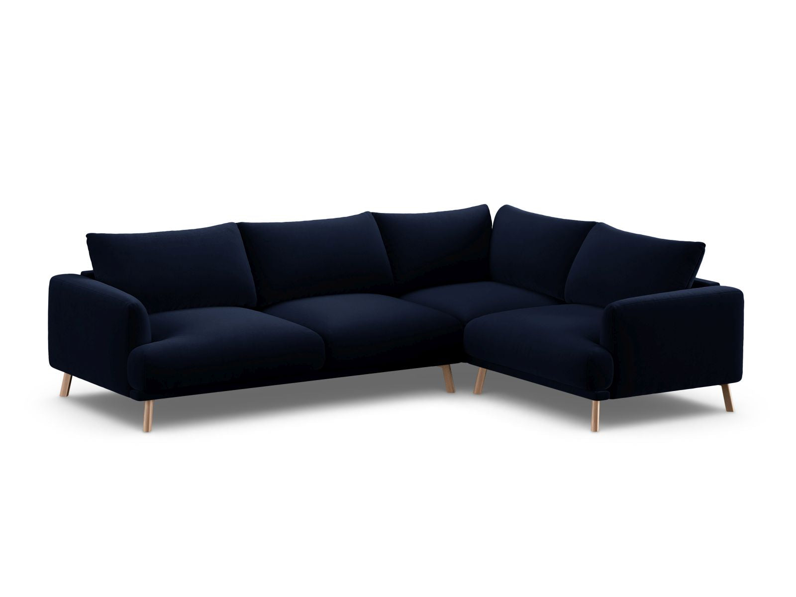 Elegantes 4-Sitzer Ecksofa rechts Naomi in Royal Blue-Salvador, stilvoll und komfortabel, ideal für moderne Wohnräume.