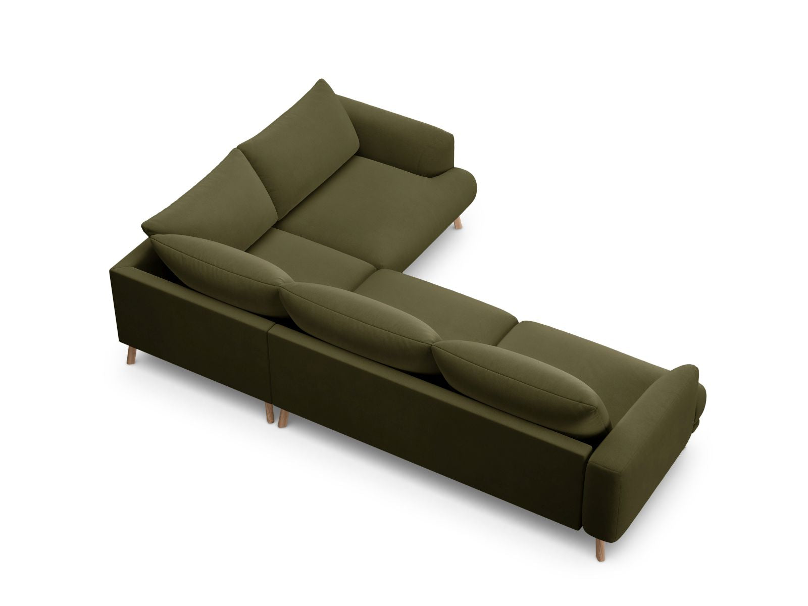 Elegantes 4-Sitzer Ecksofa rechts Naomi in frischem Green-Salvador, ideal für ein modernes Wohnambiente und entspannte Stunden.