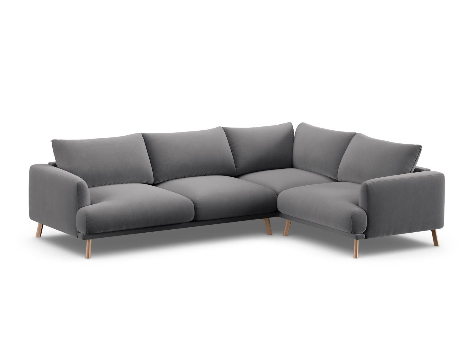 Stylisches 4-Sitzer Ecksofa rechts Naomi in elegantem Grau, ideal für moderne Wohnräume, von Micadoni.