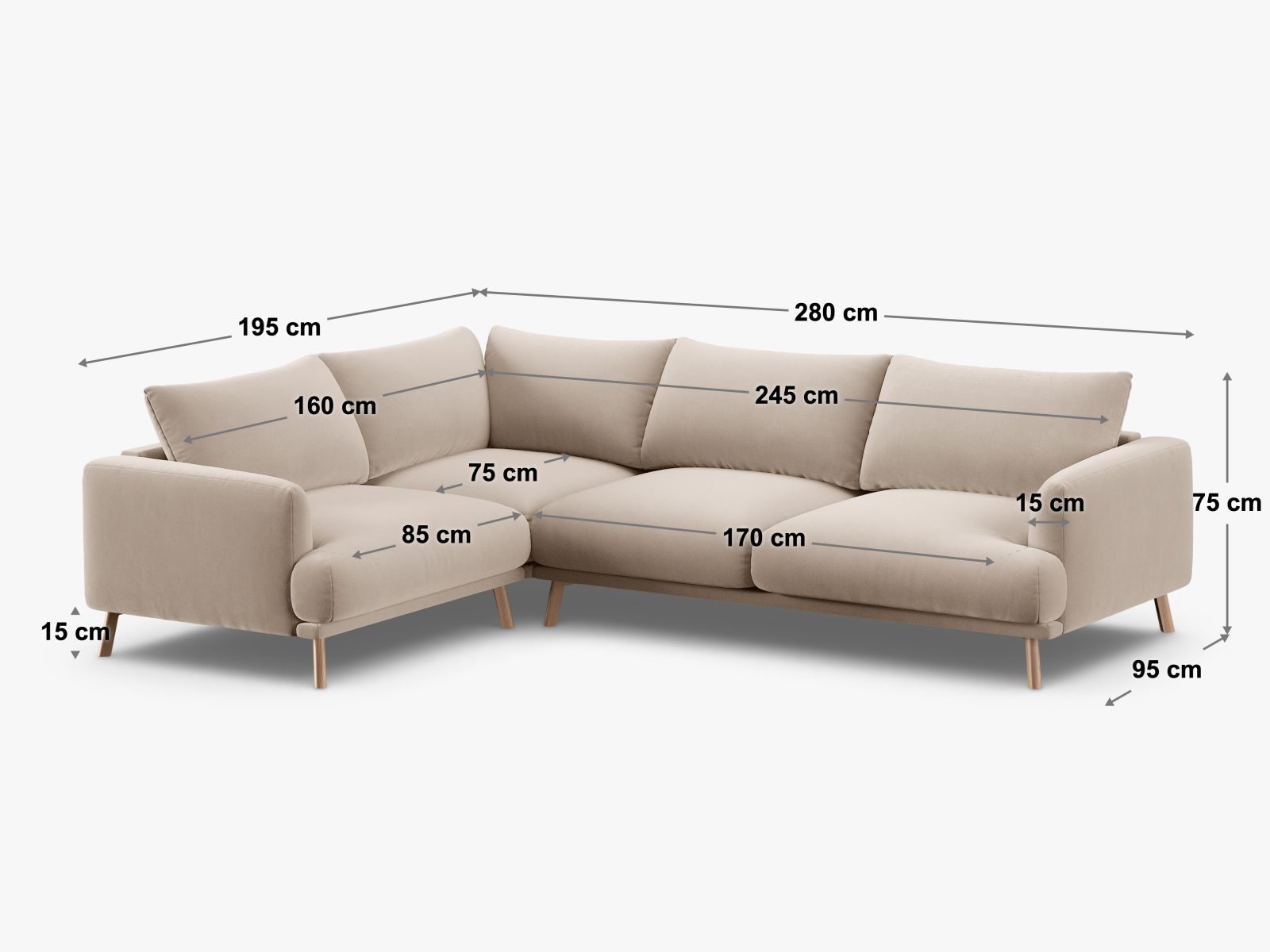 Elegantes 4-Sitzer Ecksofa rechts Naomi in warmem Terracotta, ideal für entspannte Stunden und stilvolle Einrichtungsideen.