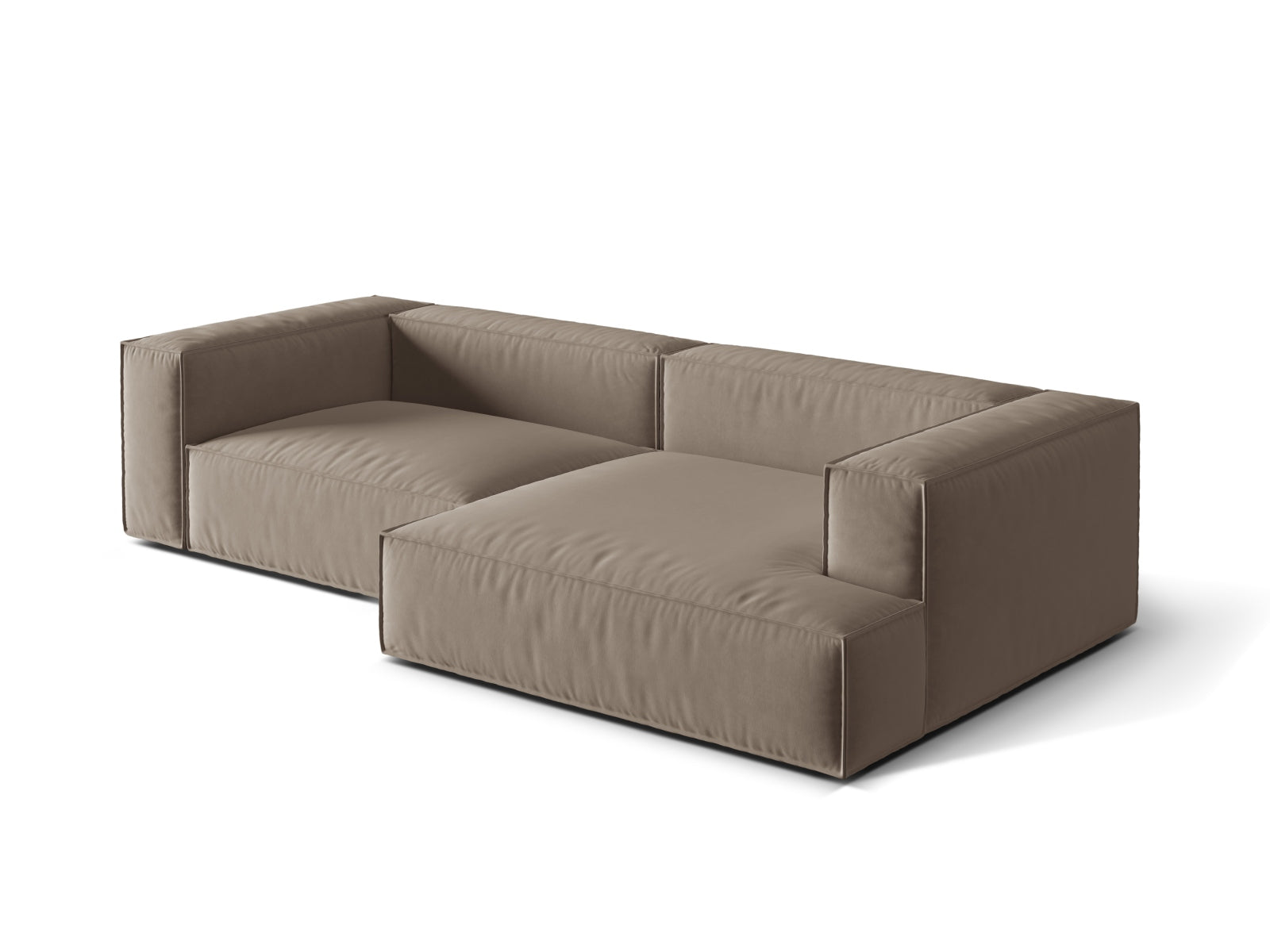 Nuria Velour Modular Ecksofa rechts 4 Sitzer in Warm grey präsentiert im Onlineshop von KAQTU Design AG. Ecksofa rechts ist von Micadoni