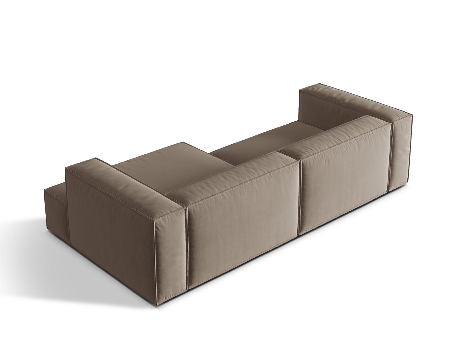 Nuria Velour Modular Ecksofa rechts 4 Sitzer in Warm grey präsentiert im Onlineshop von KAQTU Design AG. Ecksofa rechts ist von Micadoni