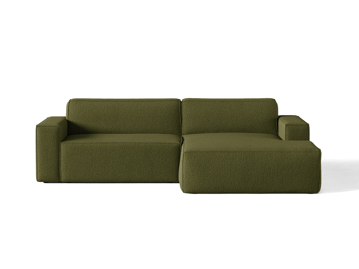 Jodie Boucle modulares Ecksofa rechts 3 Sitzer in Dark Olive Green-Baloo präsentiert im Onlineshop von KAQTU Design AG. L-Sofa rechts ist von Micadoni