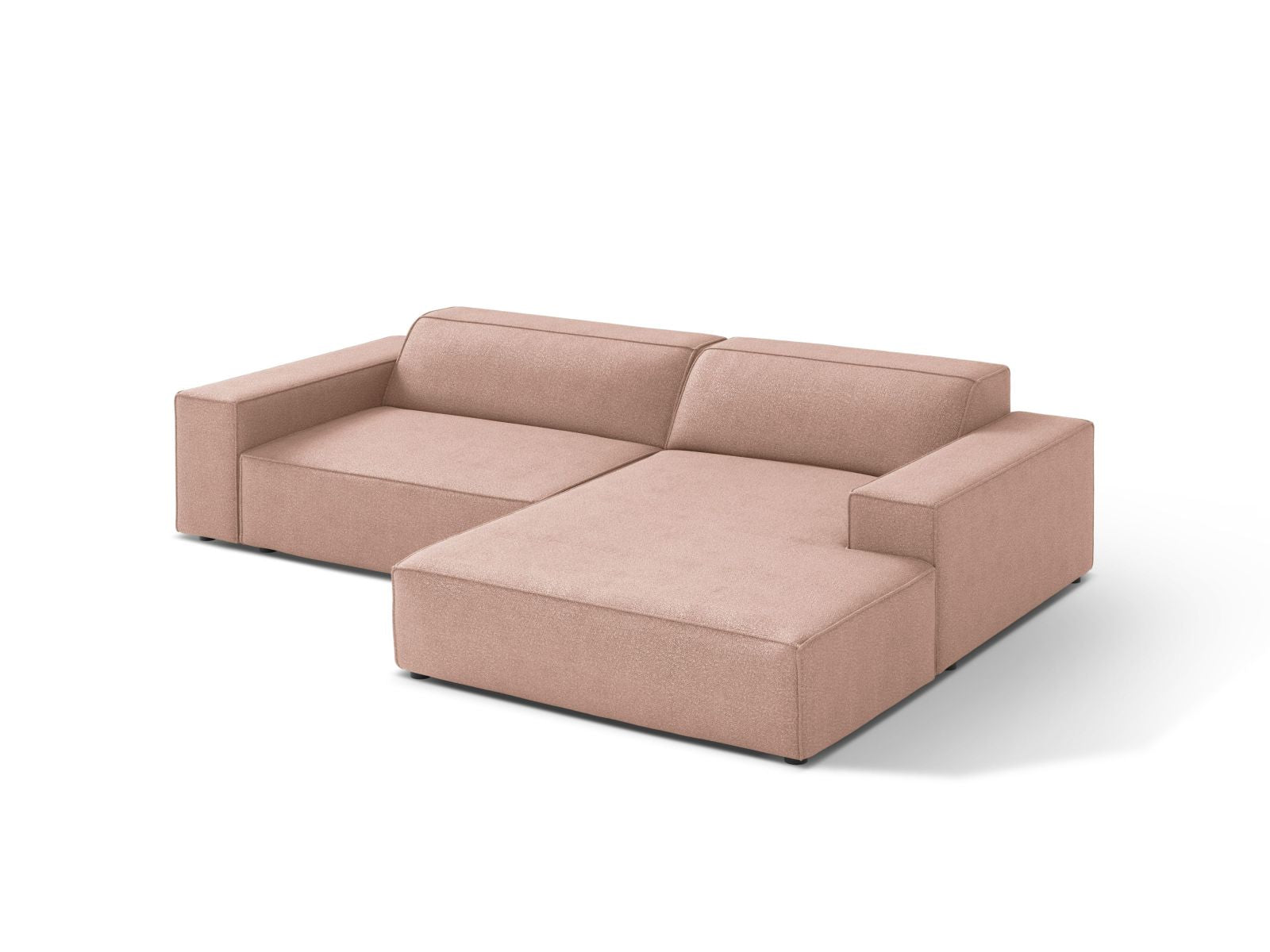 Elegantes Jodie Boucle Ecksofa in sanftem Powder Pink, ideal für stilvolle Wohnräume. Modulares Design für individuelle Anpassung.