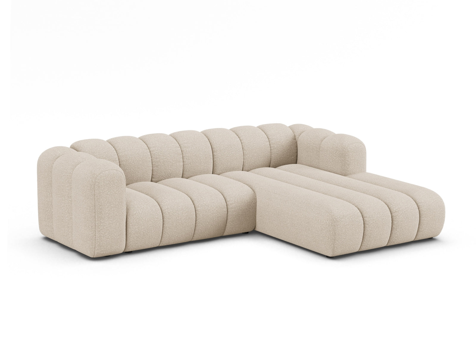 Beige Lupine Boucle Modular Ecksofa rechts, 4-Sitzer, stilvolles Design von Micadoni, ideal für moderne Wohnräume.