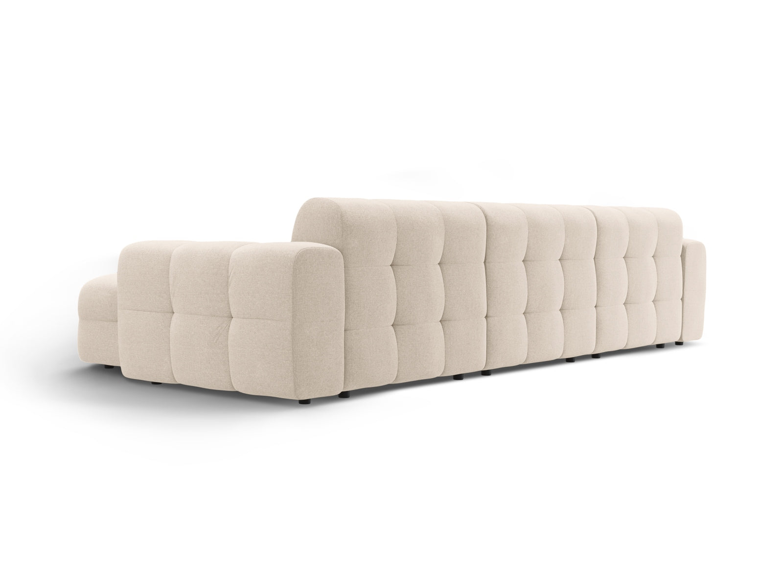 Beige Kendal Ecksofa, 5-Sitzer L-Form von Micadoni, ideal für gemütliche Wohnräume, vereint modernes Design mit hohem Sitzkomfort.