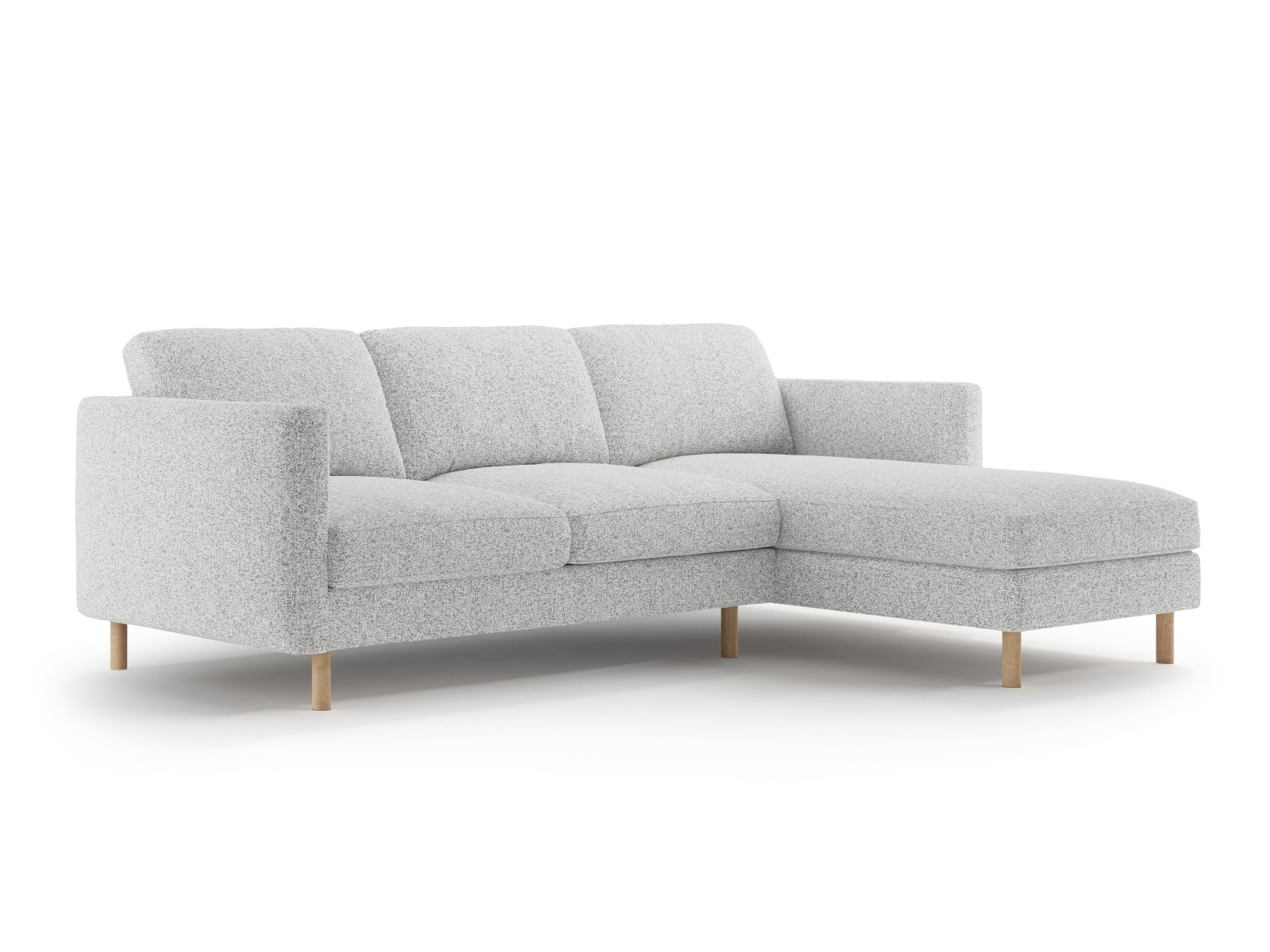 Stylisches Eden Ecksofa rechts, 3-Sitzer in hellem Grau, ideal für moderne Wohnräume, erhältlich bei KAQTU Design AG.