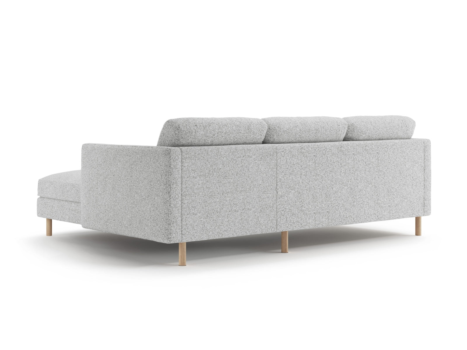 Elegantes Eden Ecksofa rechts, 3-Sitzer in sanftem Grau, perfekt für zeitgemäße Wohnkonzepte, erhältlich bei Micadoni.