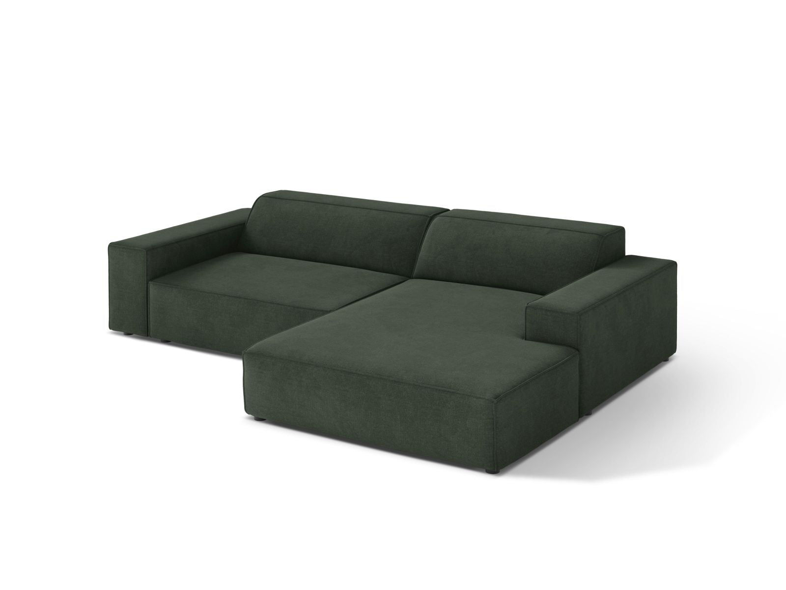 Elegantes 3-Sitzer Ecksofa Jodie in einem stilvollen Moss Green, ideal für moderne Wohnräume, präsentiert von Micadoni.