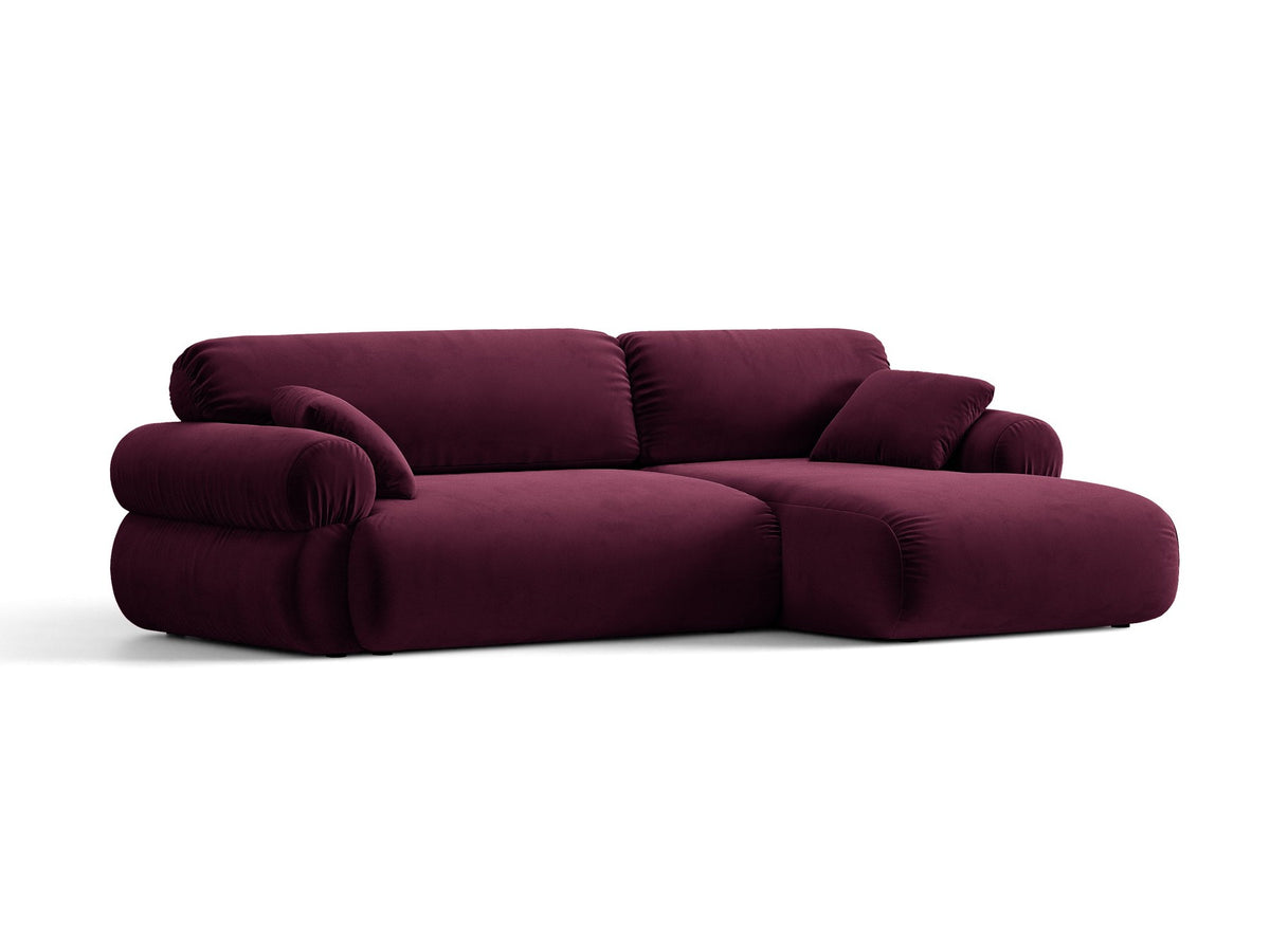 Beiges L-Sofa Ophelia von Micadoni mit Liberty-Stoffbezug, schwarzen Kunststoffbeinen und niedriger Rückenlehne, Ausrichtung rechts.