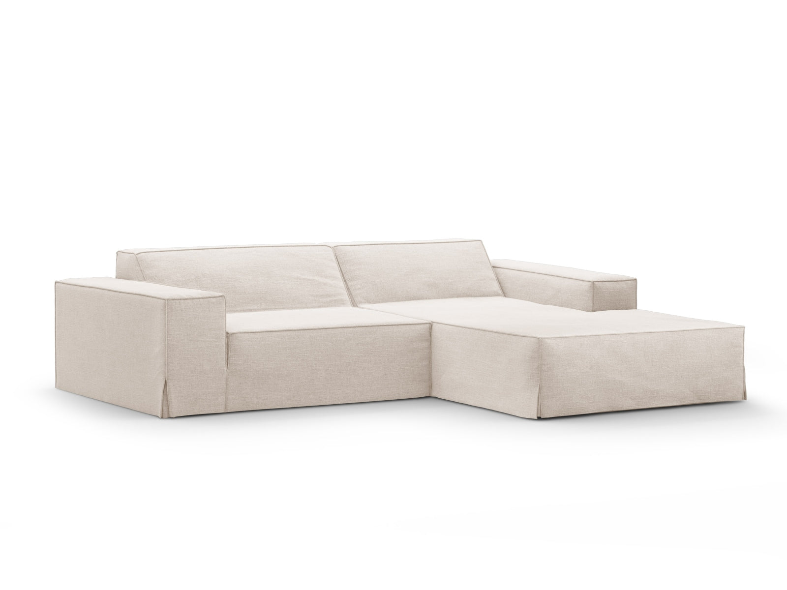 Beige Jodie Modular Ecksofa rechts 3 Sitzer von Micadoni, stilvolles und modernes Design für Ihr Wohnzimmer, bequem und funktional.