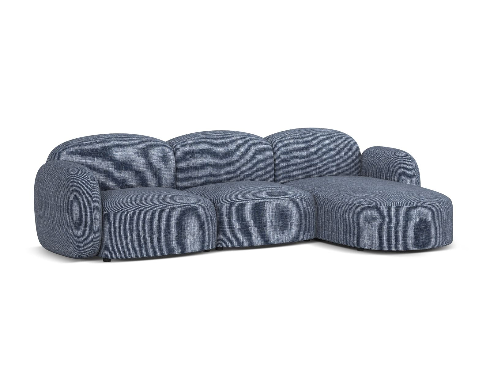 Elegantes 4-Sitzer Ecksofa rechts Blair in stilvollem Blue Melange, ideal für moderne Wohnräume, von Micadoni.