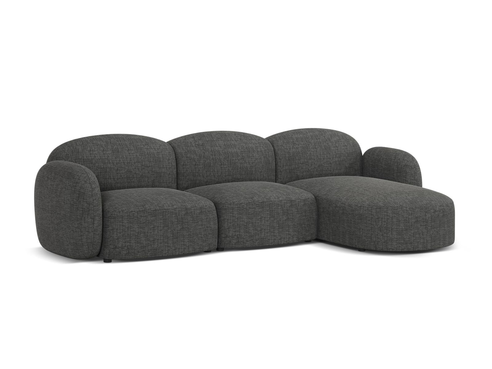 Elegantes 4-Sitzer Ecksofa rechts Blair in stilvollem Grau, ideal für moderne Wohnräume, von Micadoni.