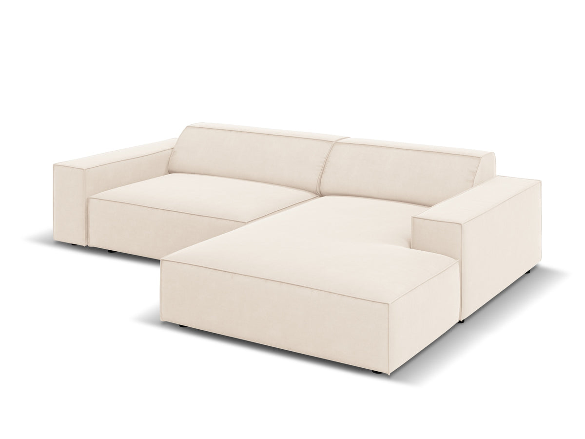 Jodie Velour modulares Ecksofa rechts 3 Sitzer in Light Beige-Bluvel präsentiert im Onlineshop von KAQTU Design AG. L-Sofa rechts ist von Micadoni