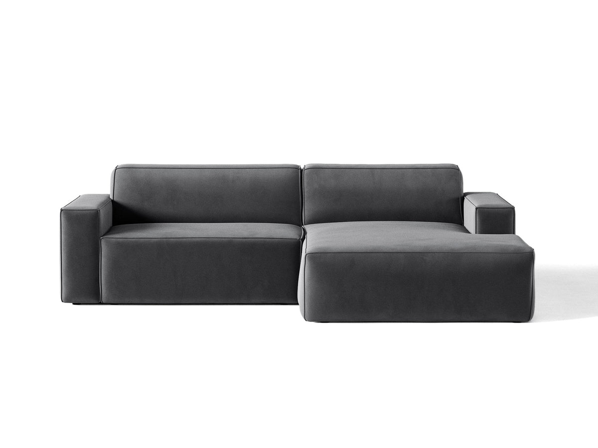Jodie Velour modulares Ecksofa rechts 3 Sitzer in Grey-Bluvel präsentiert im Onlineshop von KAQTU Design AG. L-Sofa rechts ist von Micadoni