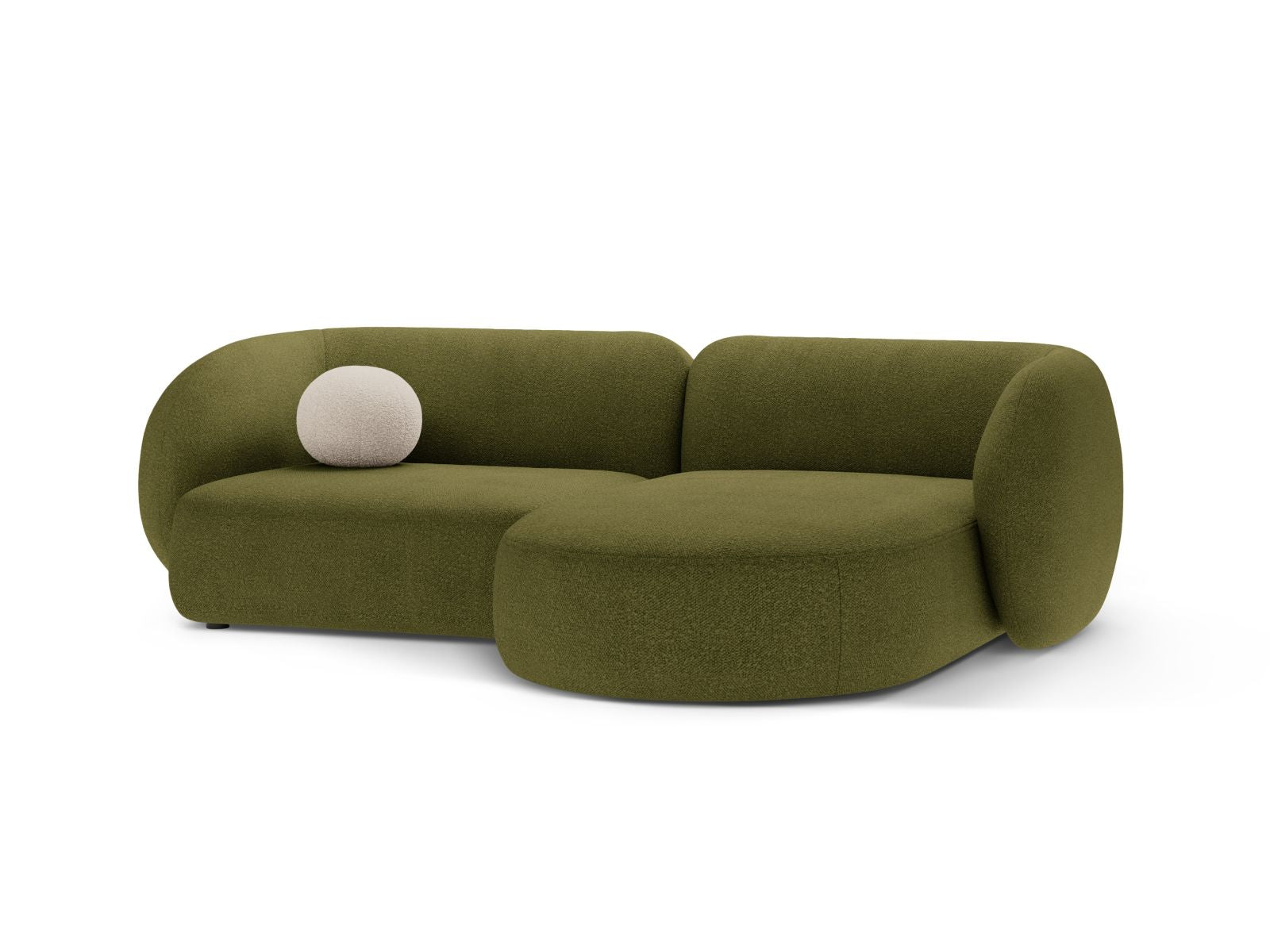 Elegantes 2-Sitzer Ecksofa Kate in Dunkelolivgrün, ideal für moderne Wohnräume, präsentiert sich als stilvolles Möbelstück von Micadoni.