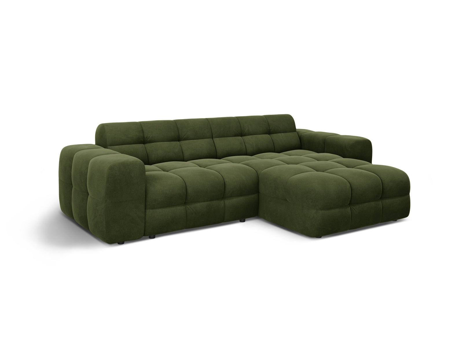 Modernes Kendal Velour Ecksofa in Army Green, 4-Sitzer, bietet hohen Komfort und stilvolles Design für Ihr Zuhause.
