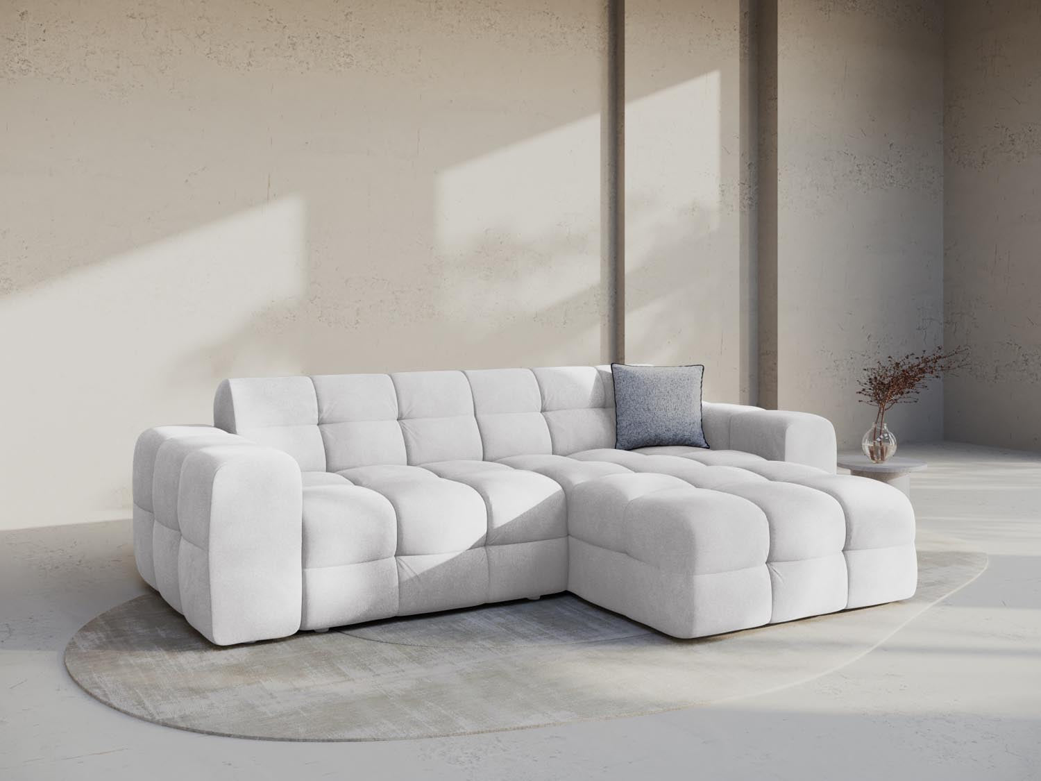 Kendal Velour Ecksofa rechts 4 Sitzer in Light Grey präsentiert im Onlineshop von KAQTU Design AG. Ecksofa rechts ist von Micadoni