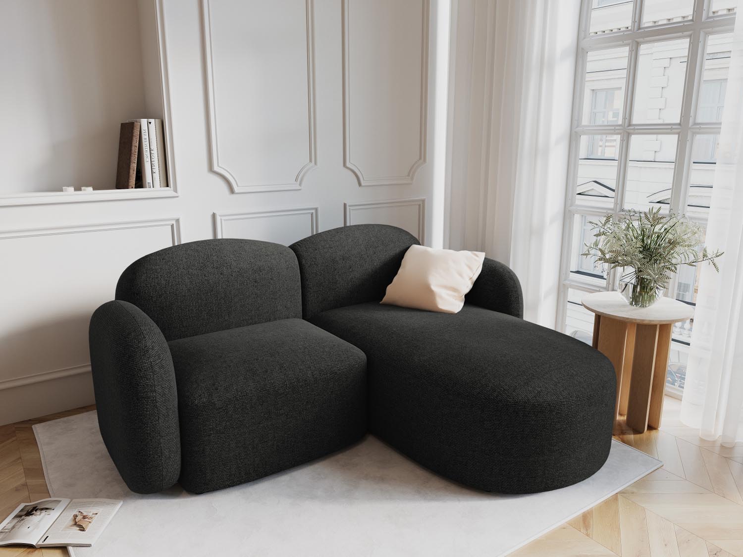 Blair Ecksofa rechts 3 Sitzer in Black Melange präsentiert im Onlineshop von KAQTU Design AG. Ecksofa rechts ist von Micadoni