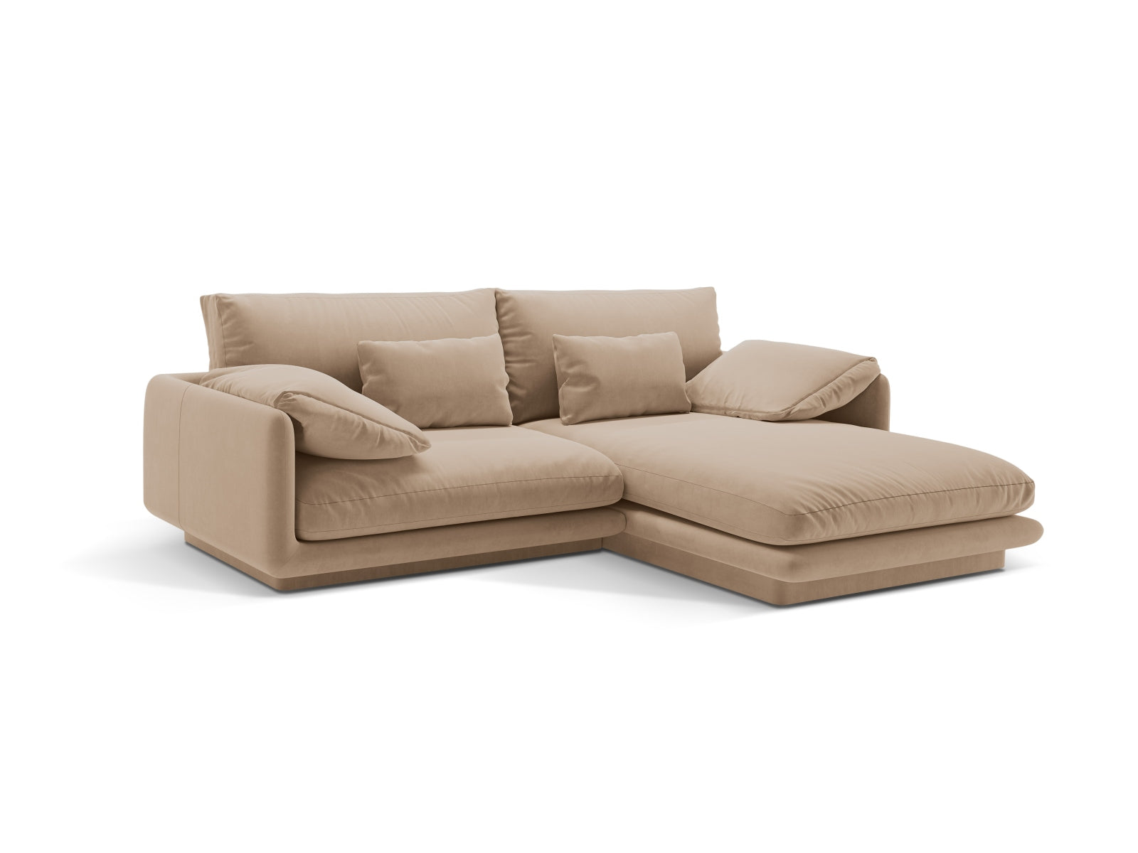 Torino Velour Ecksofa rechts 3 Sitzer in Sand präsentiert im Onlineshop von KAQTU Design AG. Ecksofa rechts ist von Micadoni