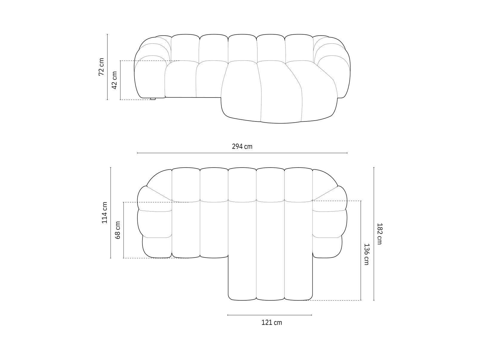 Elegantes 3-Sitzer Ecksofa Diana rechts im angesagten Blue Jeans-Stil, ideal für moderne und stilvolle Wohnräume von Micadoni.