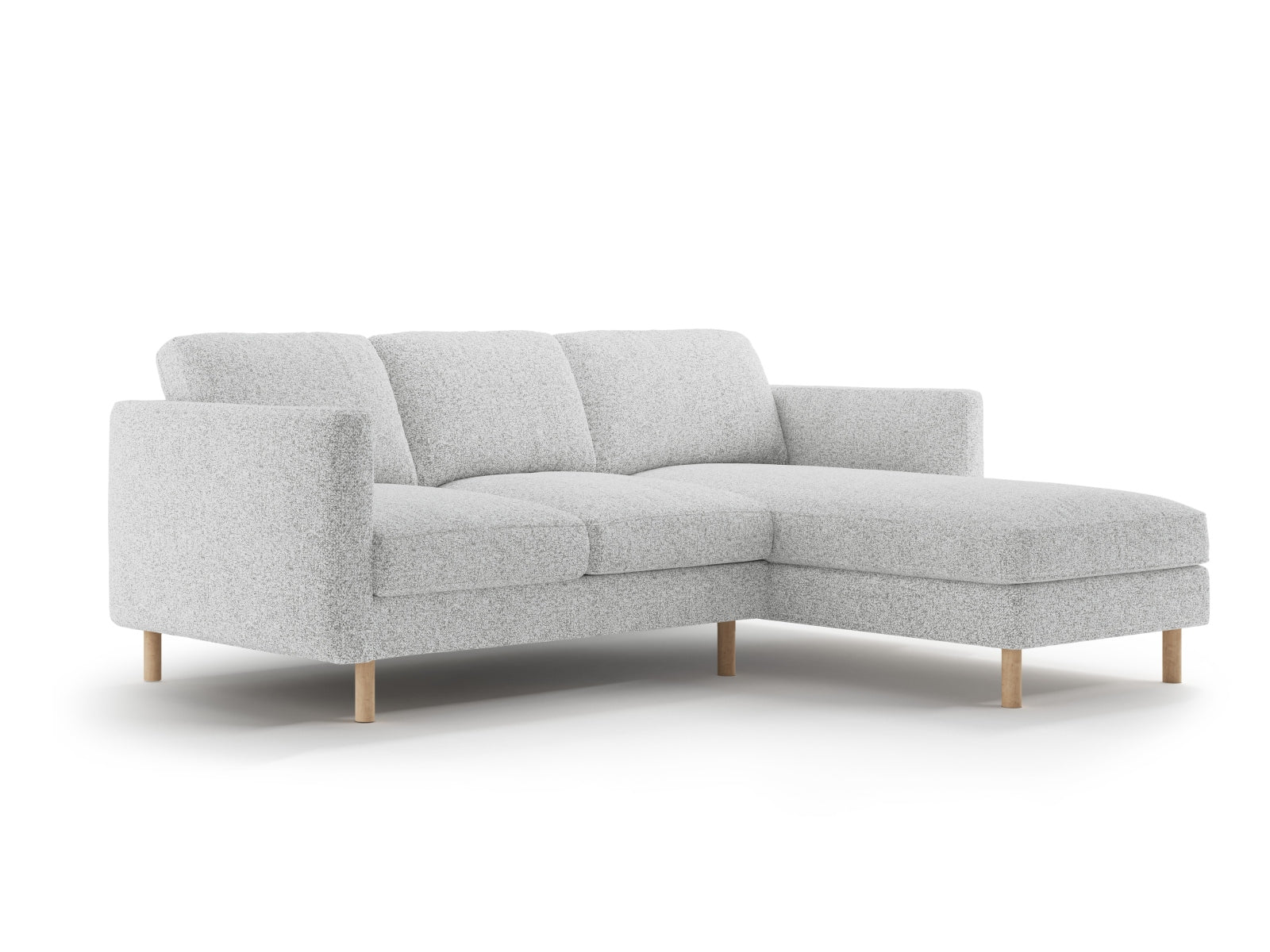 Elegantes Eden Ecksofa rechts, 3-Sitzer in stilvollem Grau, perfekt für gemütliche Wohnzimmer und entspannte Stunden, erhältlich bei Micadoni.