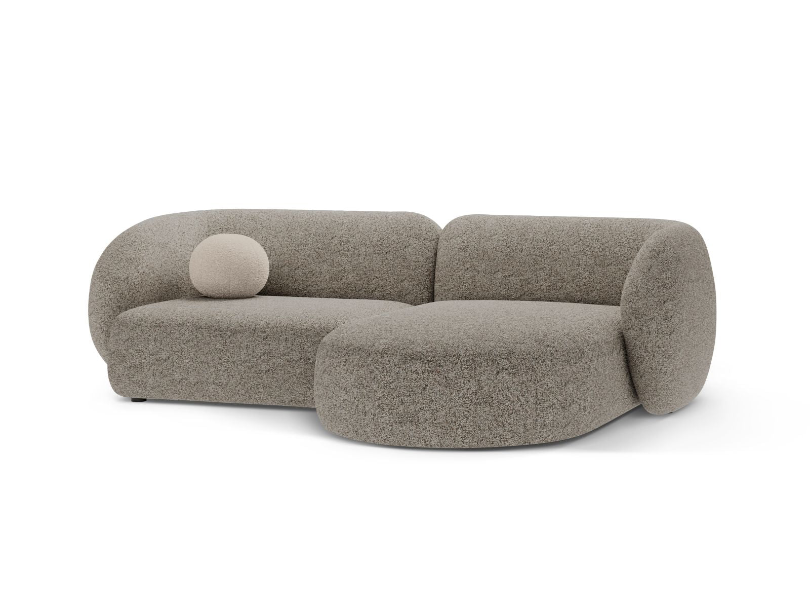 Beige Melange 2-Sitzer Ecksofa rechts Kate von Micadoni, stilvolles Design für modernen Wohnraum, bequem und elegant.