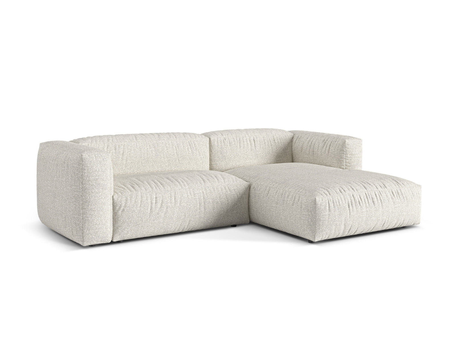 Stylisches 2-Sitzer Ecksofa Martina in Grau-Beige Melange, ideal für moderne Wohnräume, präsentiert von Micadoni.
