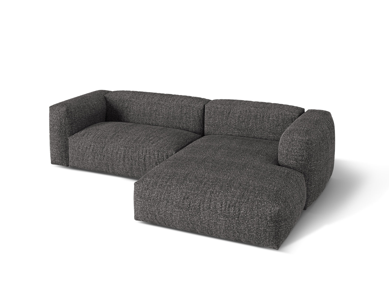 Modulares 2-Sitzer Ecksofa Martina in stilvollem Anthrazit, ideal für gemütliche Wohnräume, bietet vielseitige Sitzmöglichkeiten und modernes Flair.
