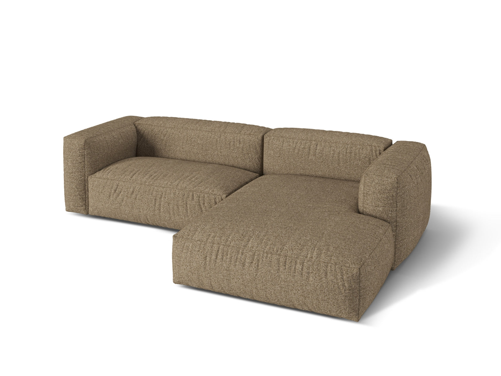 Elegantes 2-Sitzer Ecksofa Martina in Cappuccino, ideal für stilvolle Wohnräume, vereint Funktionalität und modernes Design.