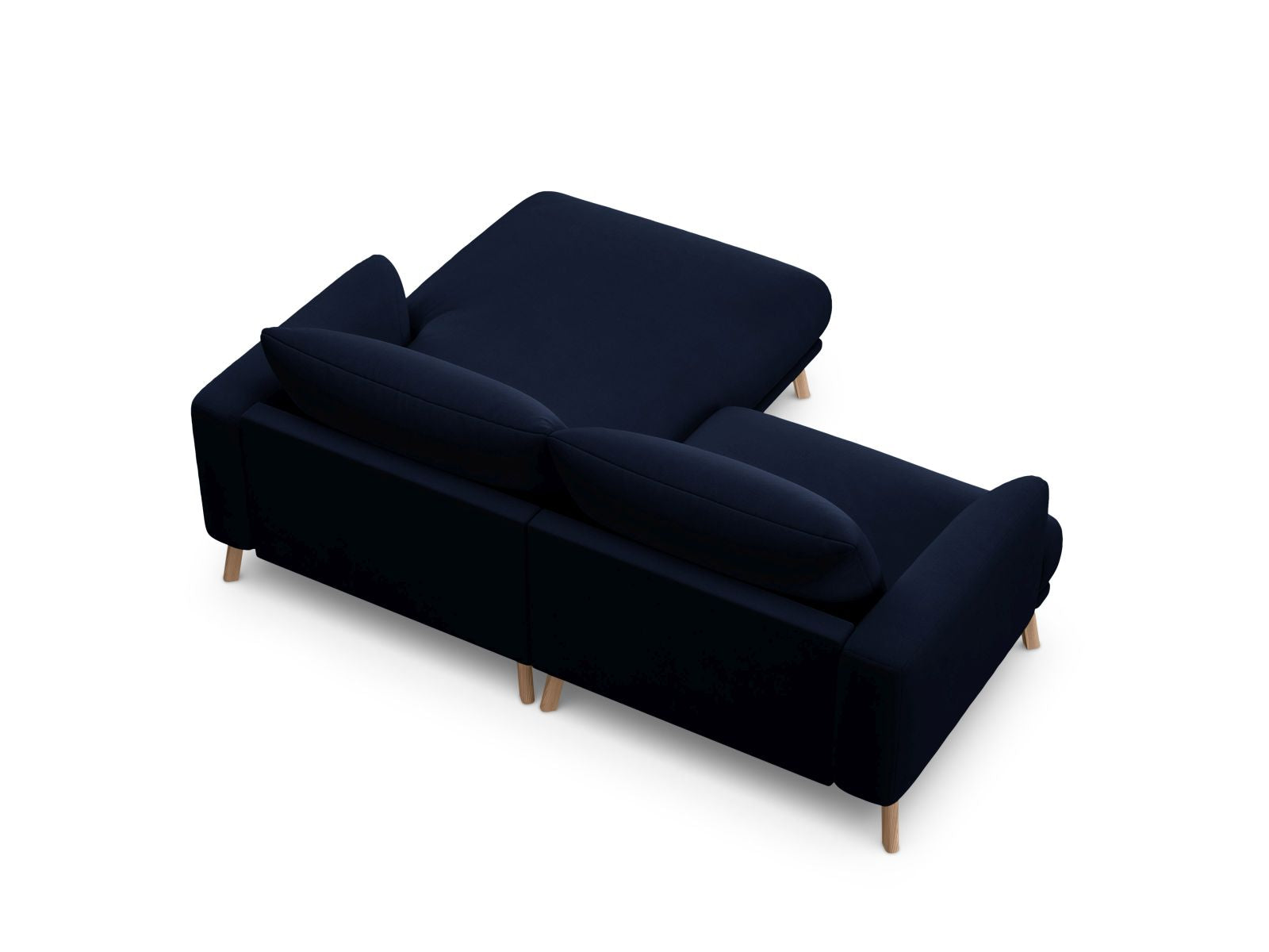 Elegantes 3-Sitzer Ecksofa rechts Naomi in Royal Blue, ideal für moderne Wohnzimmer. Bequem und stilvoll, gefertigt von Micadoni.