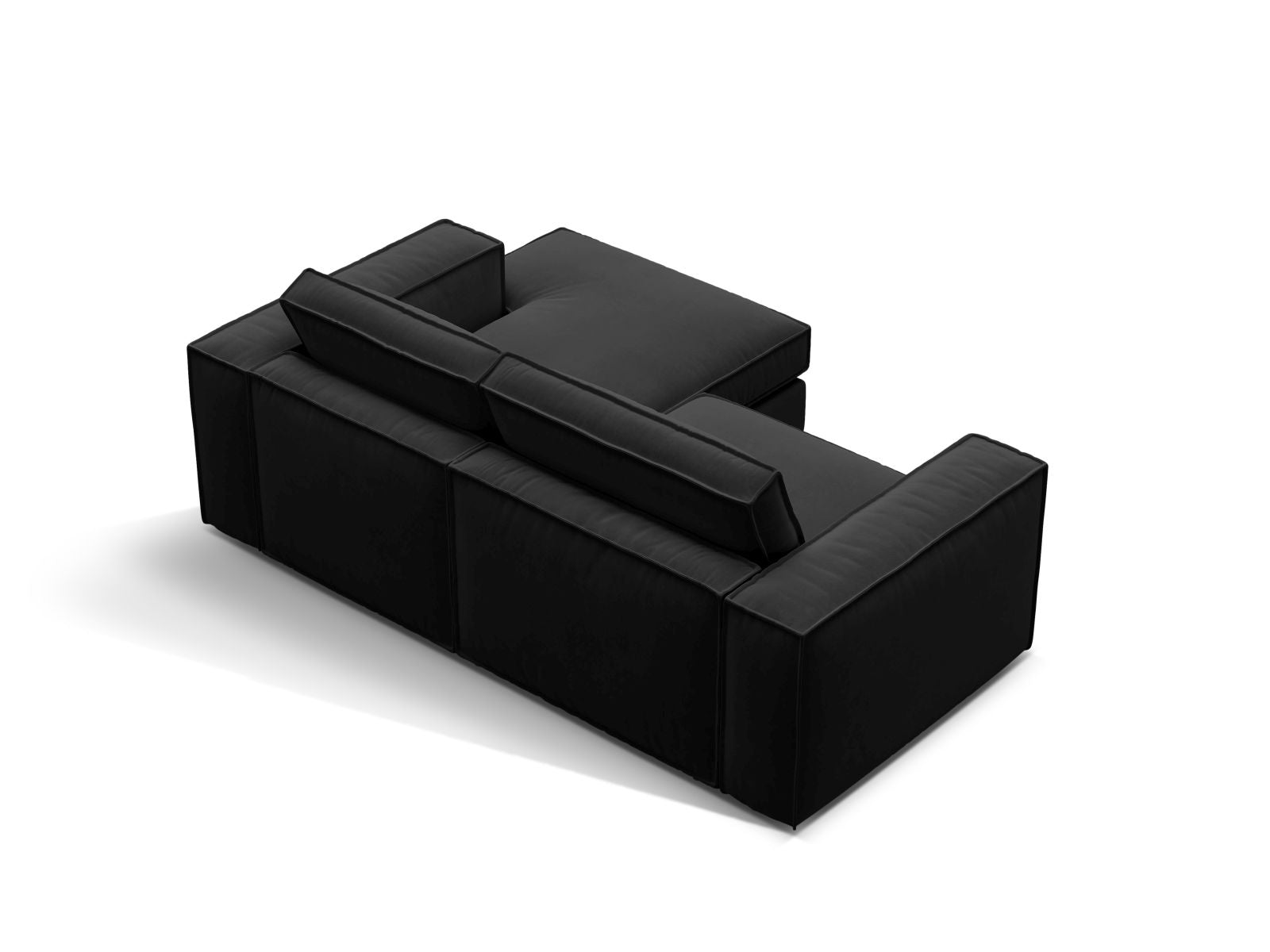 Modernes 2-Sitzer Ecksofa rechts Pola in stilvollem Schwarz, perfekt für gemütliche Abende und stilvolle Einrichtungsideen.