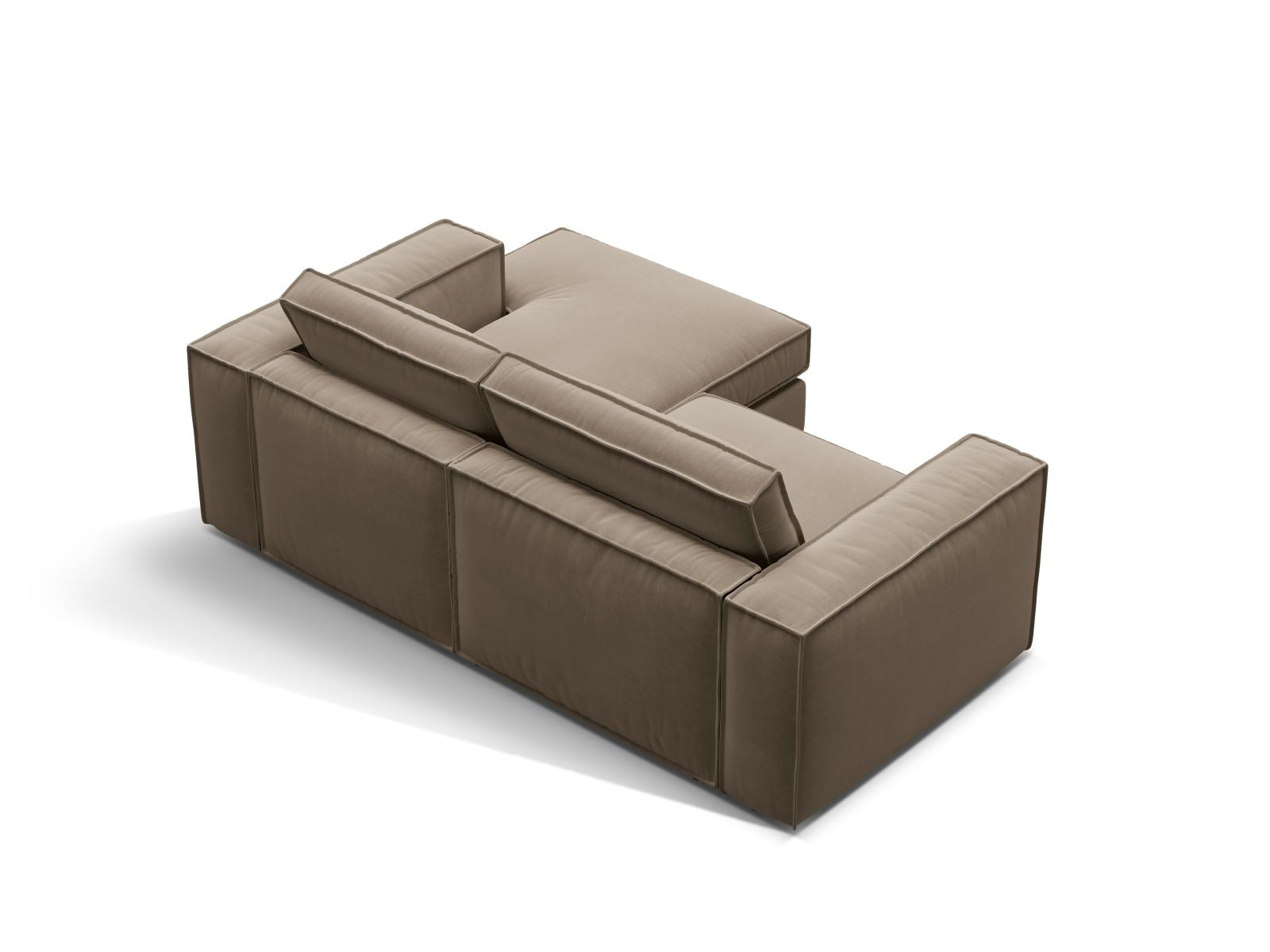 Stylisches 2-Sitzer Ecksofa Pola in Grau-Braun, perfekt für entspannte Abende und modernes Wohndesign, erhältlich bei Micadoni.