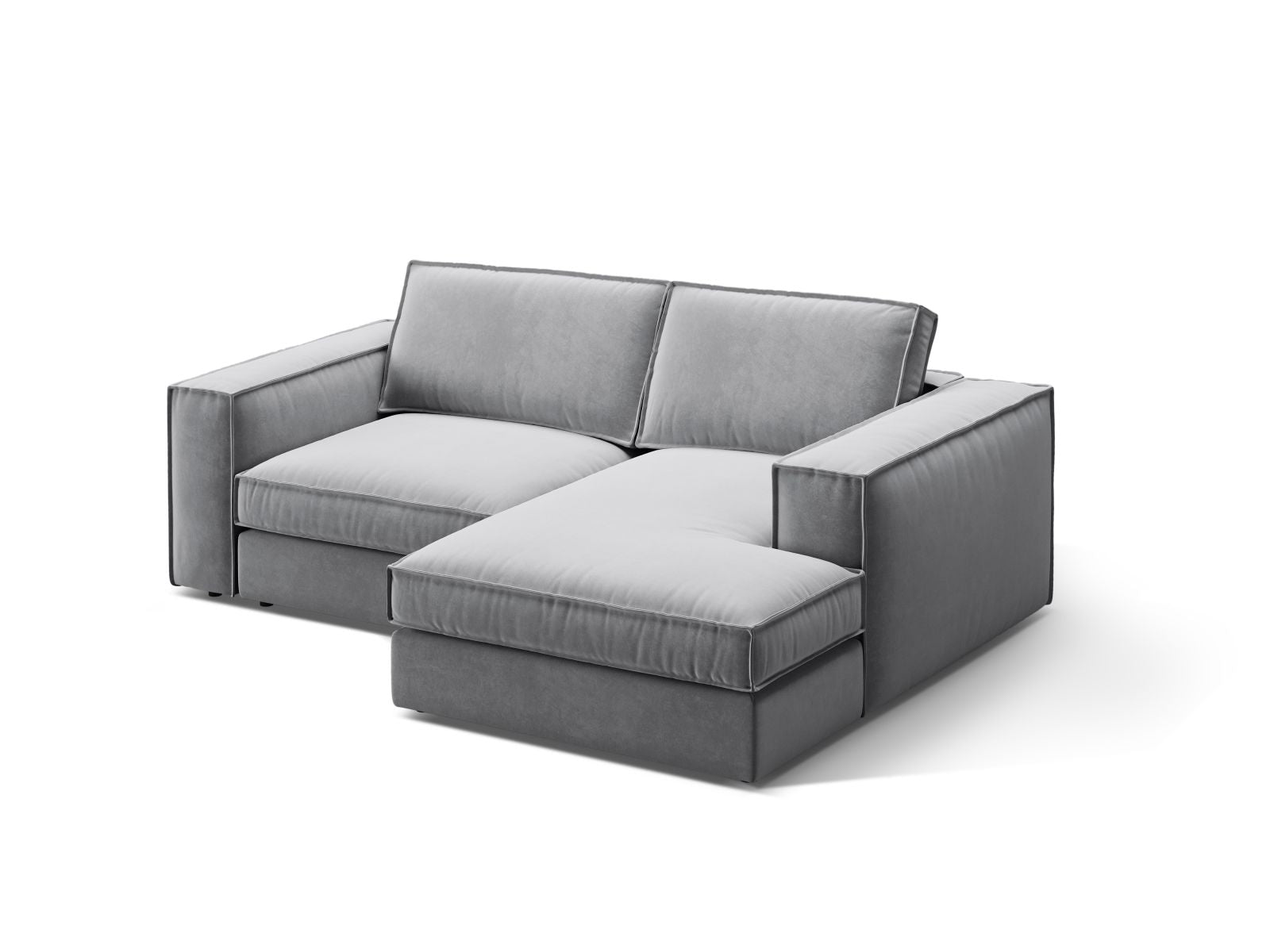 Stylisches 2-Sitzer Ecksofa rechts Pola in Grau, ideal für moderne Wohnräume, bietet Komfort und elegantes Design von Micadoni.