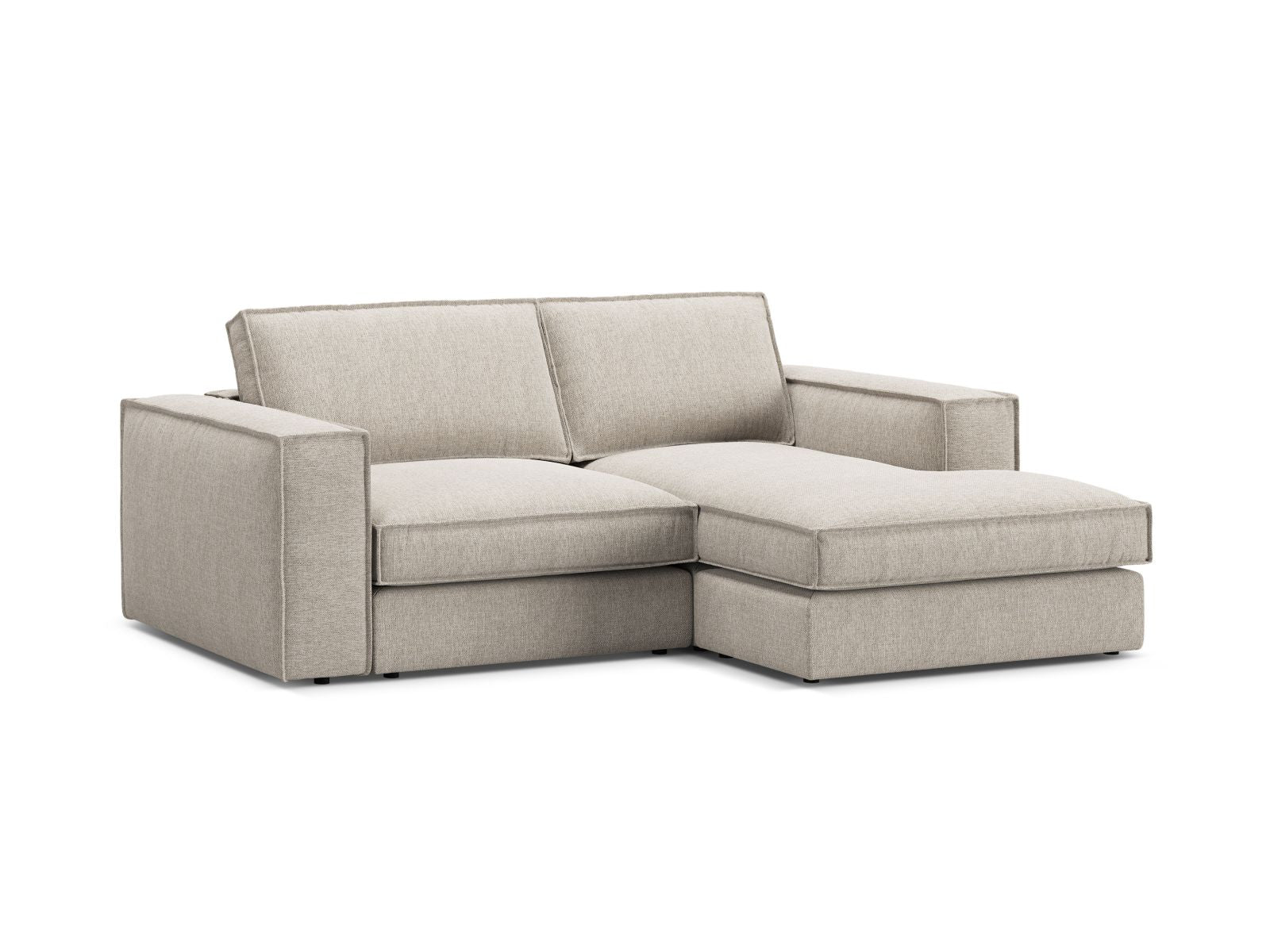 Modernes 2-Sitzer Ecksofa rechts Pola in warmen Erdtönen, ideal für gemütliche Wohnräume und entspannende Momente.