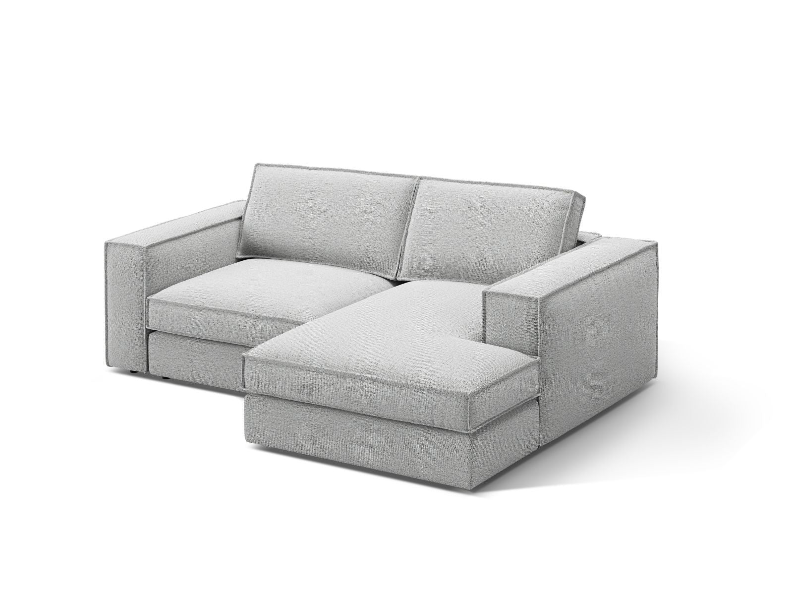 Stylisches 2-Sitzer Ecksofa rechts Pola in hellem Grau, ideal für moderne Wohnräume, von Micadoni, elegant und komfortabel.