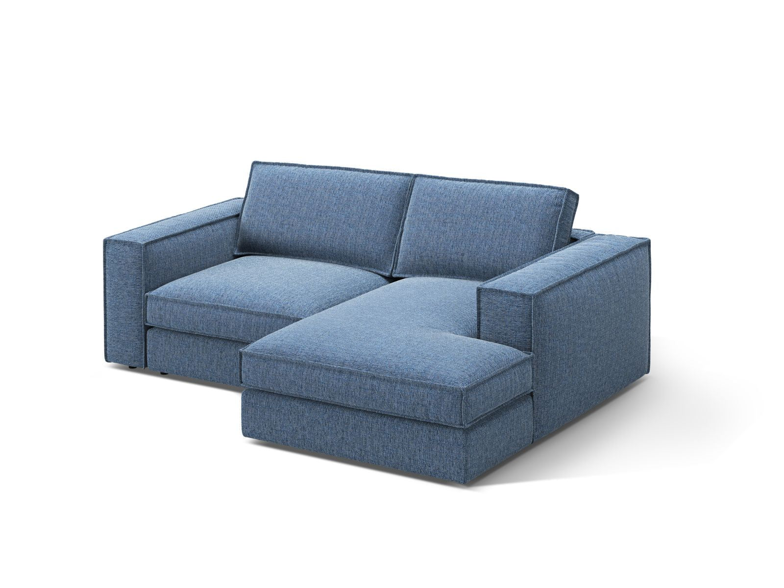 Elegantes 2-Sitzer Ecksofa rechts Pola in Dunkelblau, ideal für stilvolle Wohnräume. Hochwertige Verarbeitung von Micadoni.