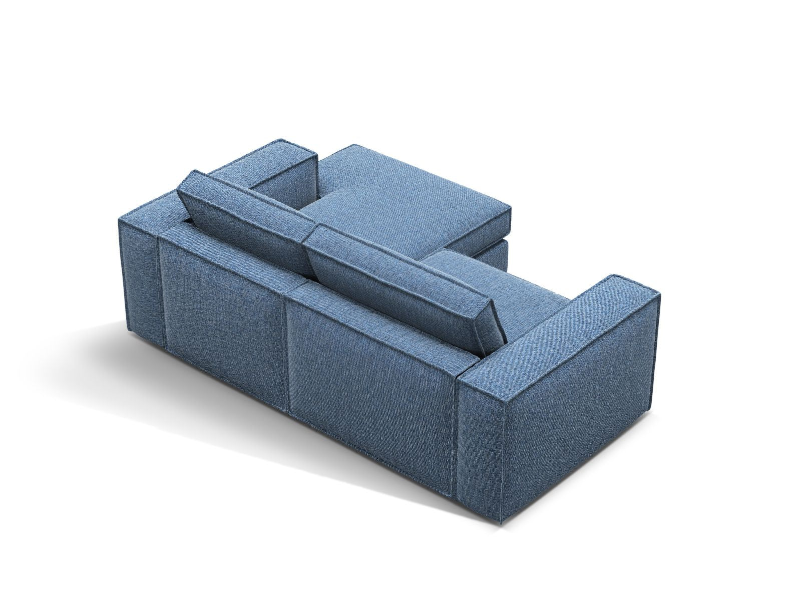Modernes 2-Sitzer Ecksofa rechts Pola in edlem Blau, perfekt für gemütliche Wohnzimmer. Hochwertige Verarbeitung von Micadoni.