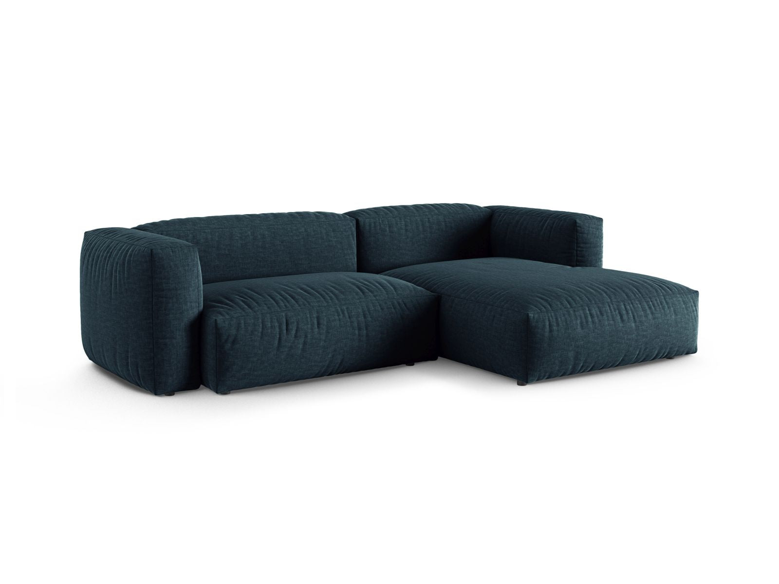 Elegantes 2-Sitzer Ecksofa rechts XL Martina in stilvollem Blue Jeans-Boston, ideal für moderne Wohnräume.