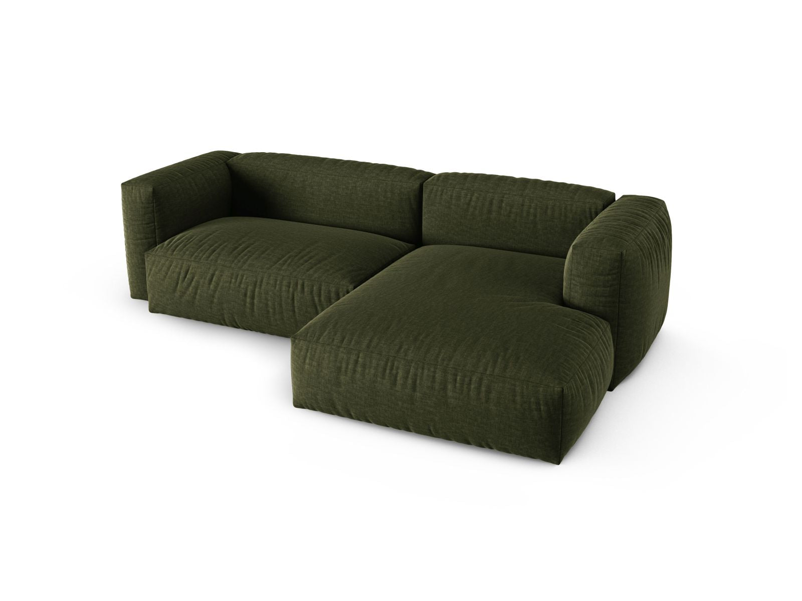 Elegantes XL 2-Sitzer Ecksofa Martina in modernem Green-Boston, ideal für komfortable Stunden und stilvolle Einrichtung.