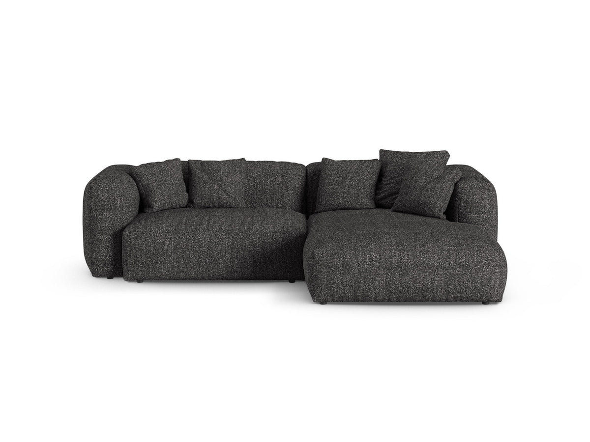 Martina Ecksofa rechts von Micadoni in Moss Green-Boston, Stoffbezug, Massivholzrahmen, schwarze Kunststoffbeine, XL-Tiefe