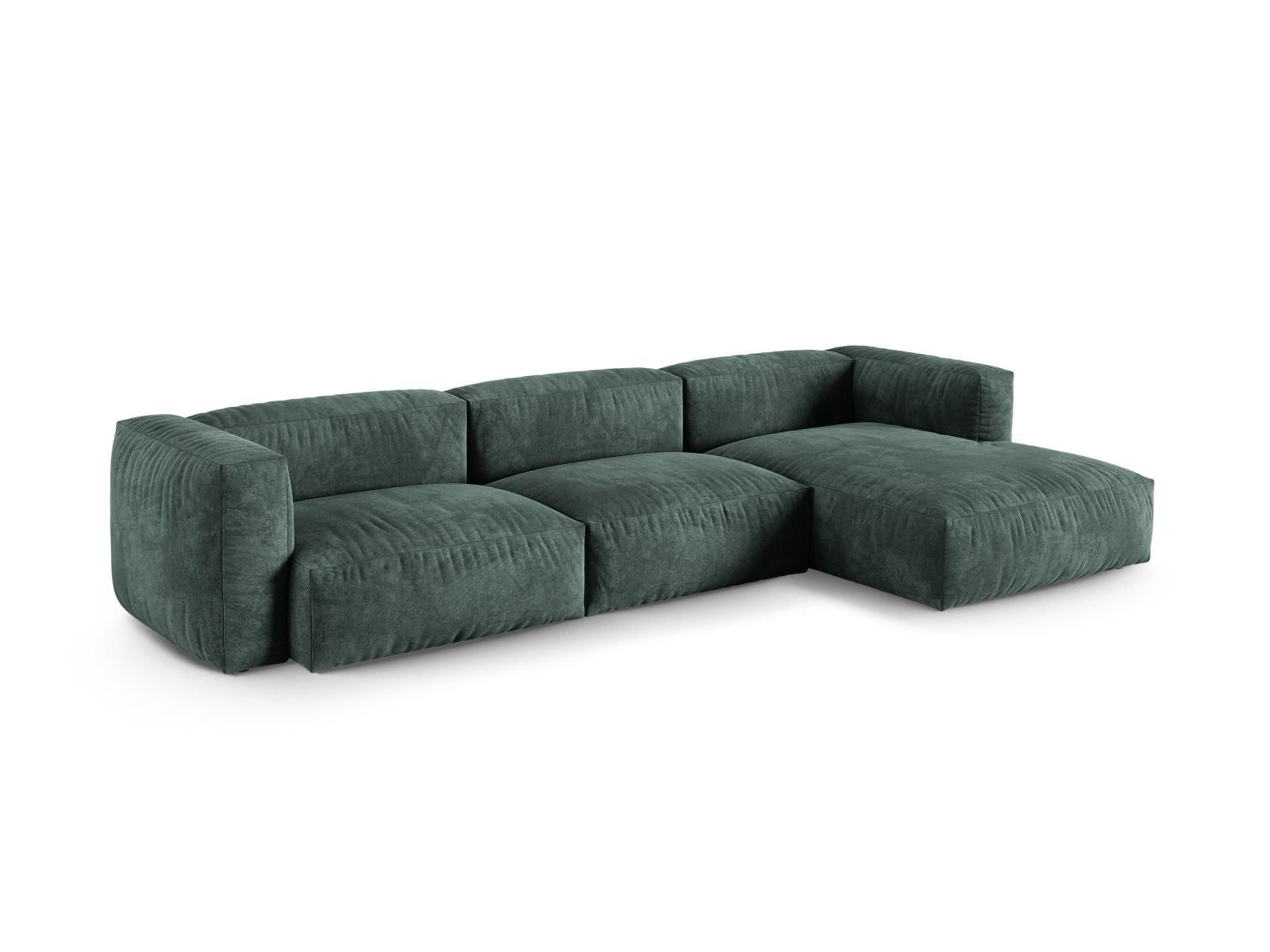 Elegantes 3-Sitzer XL Ecksofa rechts Martina in Petrol-Vogue, ideal für stilvolle Wohnräume, erhältlich bei KAQTU Design AG.